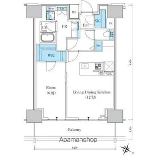 ロイヤルパークスER万代【8階】の間取り
