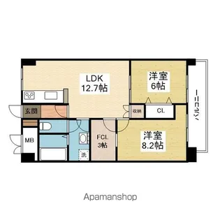 カーサグラン余戸【6階】の間取り