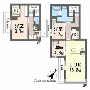 シャーメゾン大野城中央【2階】の間取り