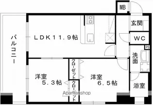 レジディア熊本辛島【11階】の間取り