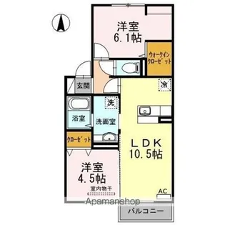 グリシナHAKUSAN【2階】の間取り