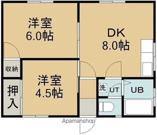 コーポくにたて(コーポクニタテ)【1階右号室】の間取り
