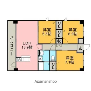 プログレッソ志賀公園【4階】の間取り