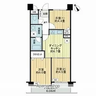 ライオンズガーデン船橋薬園台【4階】の間取り