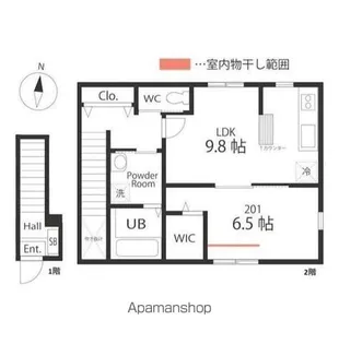 ハーミットクラブハウストゥギャザー横浜SALON【2階】の間取り