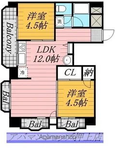 2LDKの間取り画像