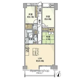 プレミスト東山公園【203号室】の間取り