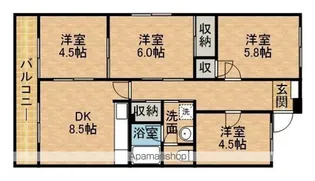 小名川ハイツ谷上Ⅱ【1階】の間取り