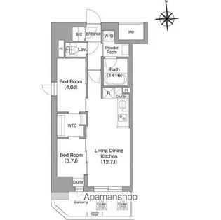 コンフォリア・リヴ博労町一丁目Q【7階】の間取り