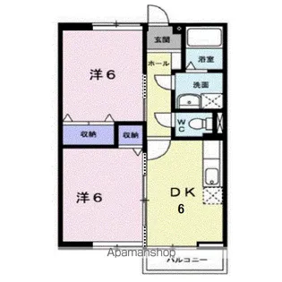 ヴィラージュ坪生【202号室】の間取り