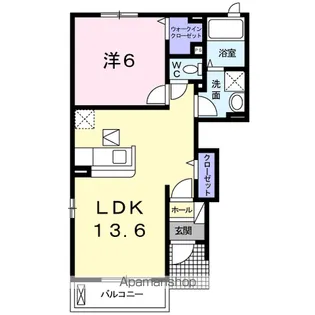 カーサ・プラシードB【1階】の間取り