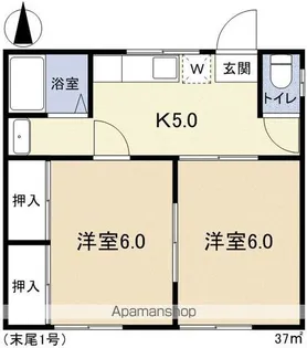 ハピネス松岡【201号室】の間取り