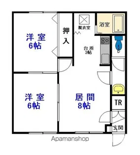 ジューヌフィーユ北門【205号室】の間取り