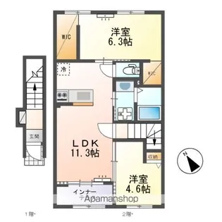 プリマヴェリーナA棟(PRIMAVERINAA)【2階】の間取り