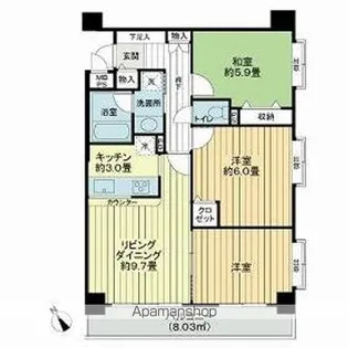 ライオンズマンション洗足池第2【3階】の間取り