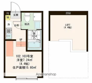 シャンペル三園【1階】の間取り