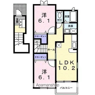 ホワイトウイングB【201号室】の間取り