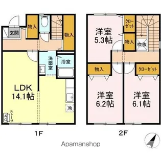 北海道河東郡音更町木野大通東17丁目【テラスハウス】の間取り