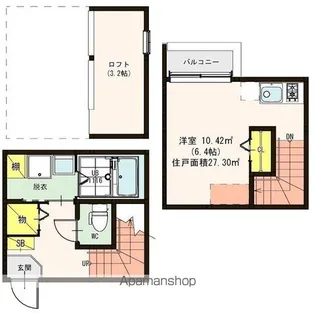 クレセント大亀谷【105号室号室】の間取り