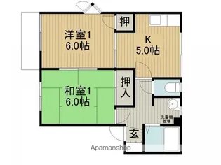 イツミハウスB棟【101号室】の間取り