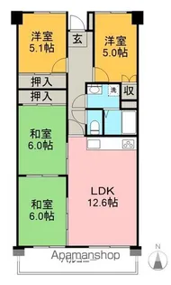 アーネスト能茶山【4階】の間取り