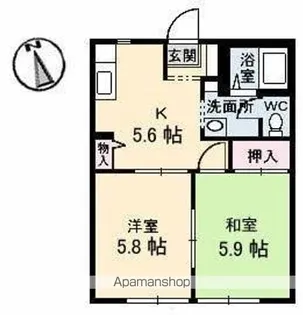 パティオ 1・2棟【2-103号室】の間取り