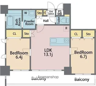 プレシャス・ロジェ 公園前【8階】の間取り