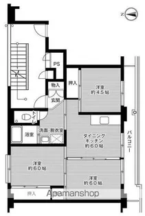 ビレッジハウス苗木2号棟【405号室】の間取り