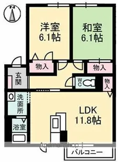 シャンベールA・B棟【B102号室】の間取り
