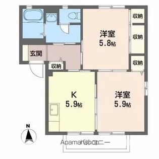 ニューエステート笹谷C【1階】の間取り