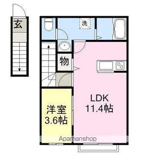 ローズガーデンC【202号室】の間取り