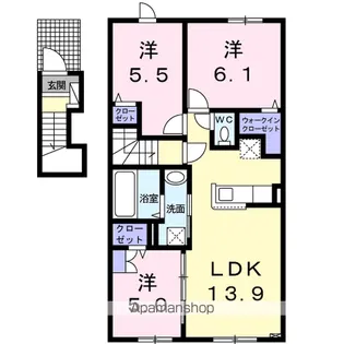 ボヌール 松風【2階】の間取り