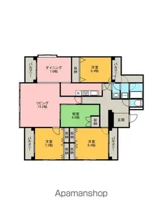 ロイヤルパレス上杉【601号室】の間取り