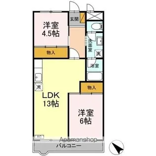 メゾンドゥ・ボヌール【1階】の間取り