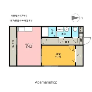 岐阜県岐阜市六条北4丁目【マンション】の間取り