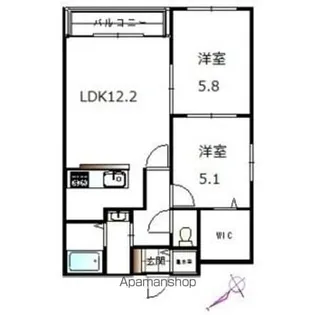 ベルクレール琴似【5階】の間取り