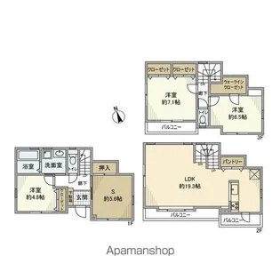 神奈川県横浜市中区本牧間門【一戸建】の間取り