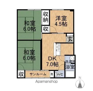 コンフィデンス司【105号室】の間取り