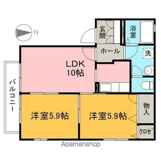 2LDKの間取り画像