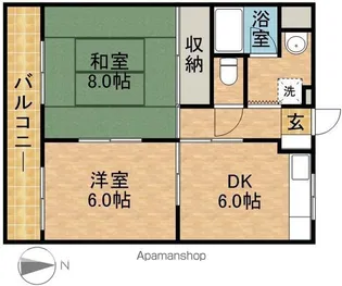 ロッククラウドマンション【2階】の間取り
