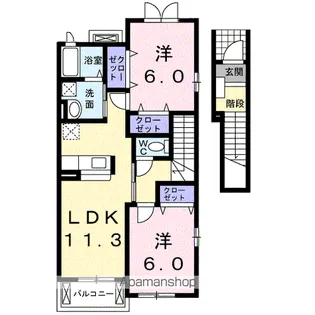 ソレイユB【2階】の間取り