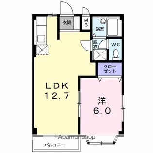 ハイツあららぎ【1階】の間取り