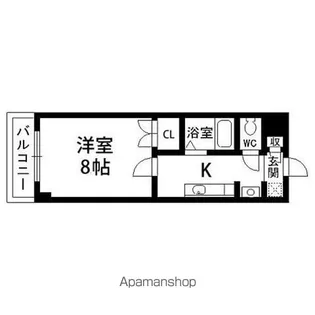 バーシティハウス市名坂【505号室】の間取り