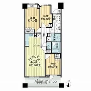 グランフォート用賀【9階】の間取り