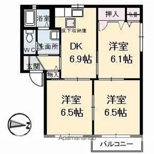 メゾンド フルールA棟【1階】の間取り