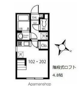 ハーミットクラブハウスキアーヴェ【1階】の間取り
