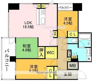 アメックス博多ベルテックステージ【10階】の間取り