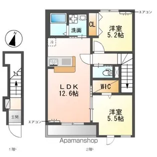 (仮称)柏市船戸 アパート【2階】の間取り