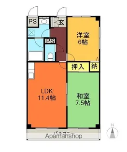 ハイツはと【6階】の間取り