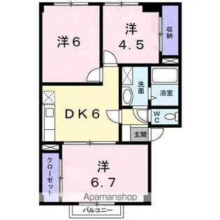 メゾン・アンソレイエⅠA【2階】の間取り